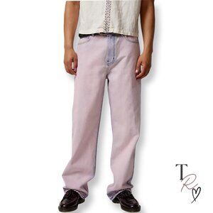 BDG UO Baggy Skate Fit Wide Leg Jeans in Pink Wash Men’s Size 34 x 32